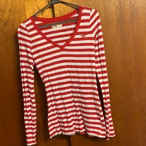 Red and white striped hollister long sleeve shirt